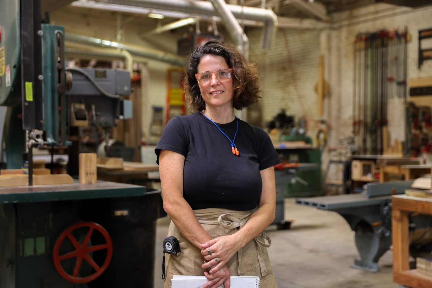 Ellie Richards in the woodshop