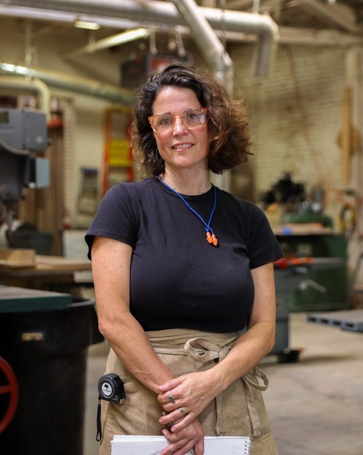Ellie Richards in the woodshop